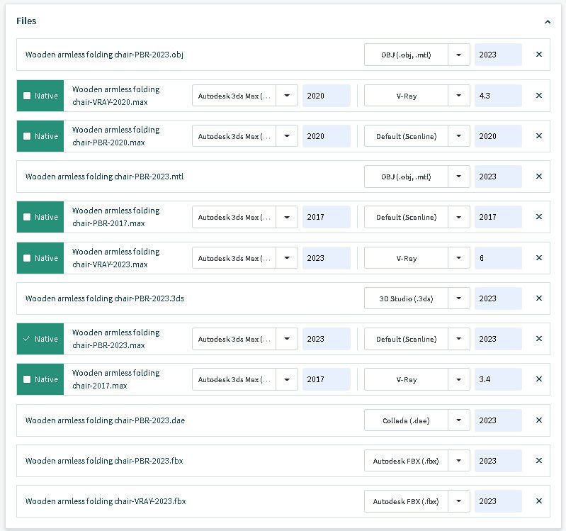 Wooden armless folding chair 3D model_22