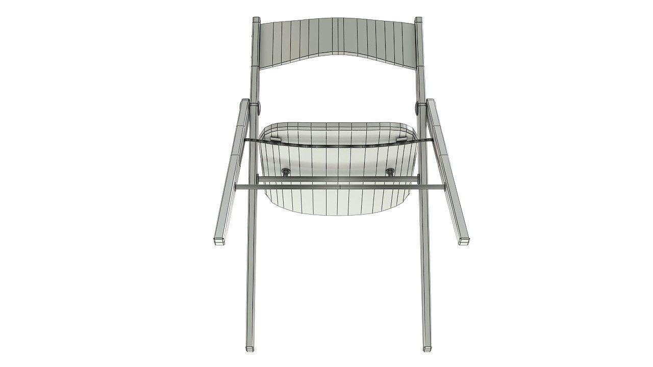 Wooden armless folding chair 3D model_15