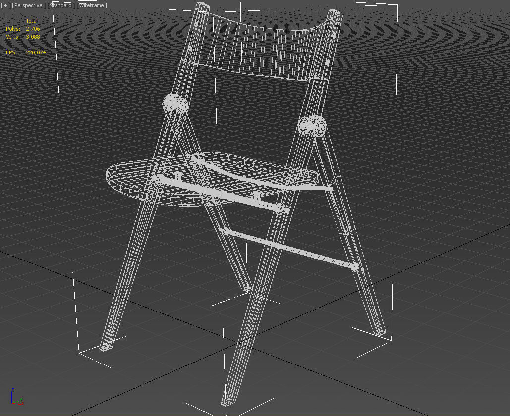 Wooden armless folding chair 3D model_18