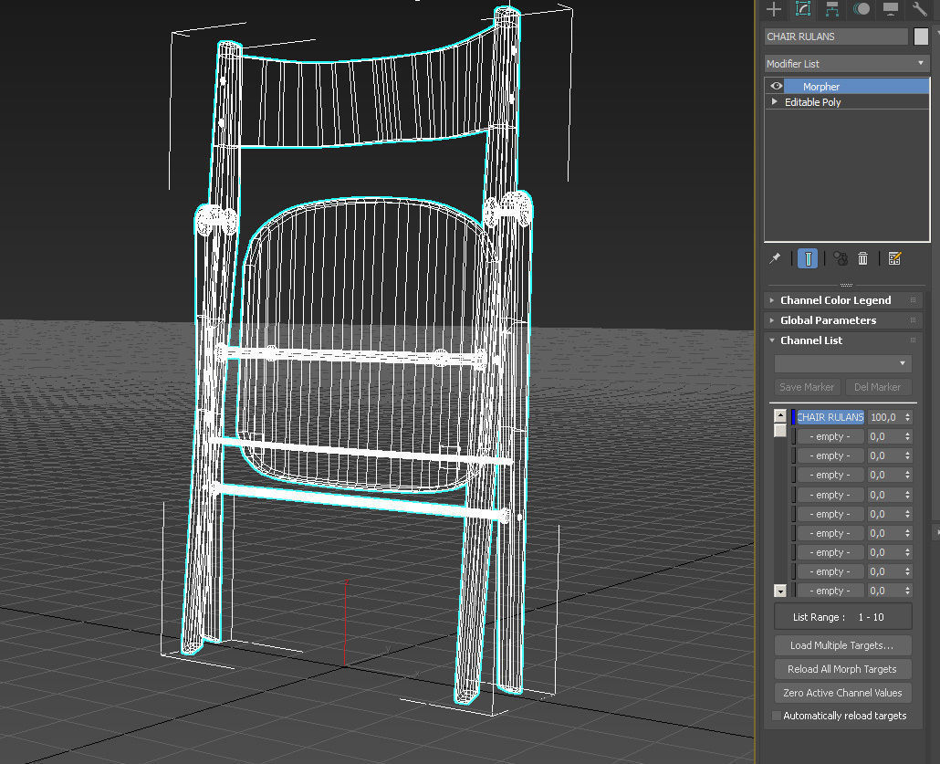 Wooden armless folding chair 3D model_17