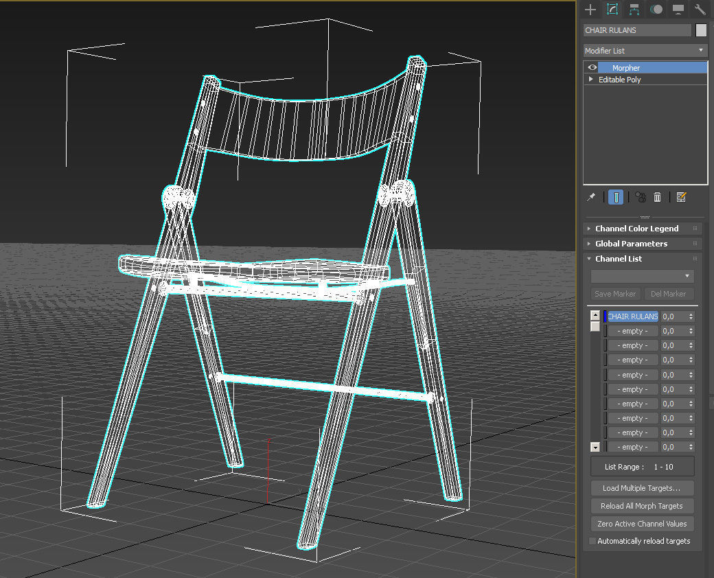 Wooden armless folding chair 3D model_16