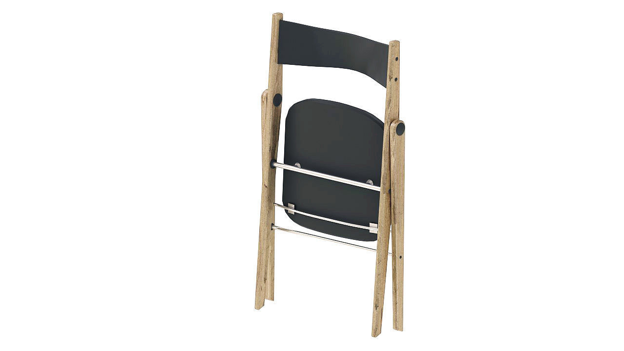 Wooden armless folding chair 3D model_7