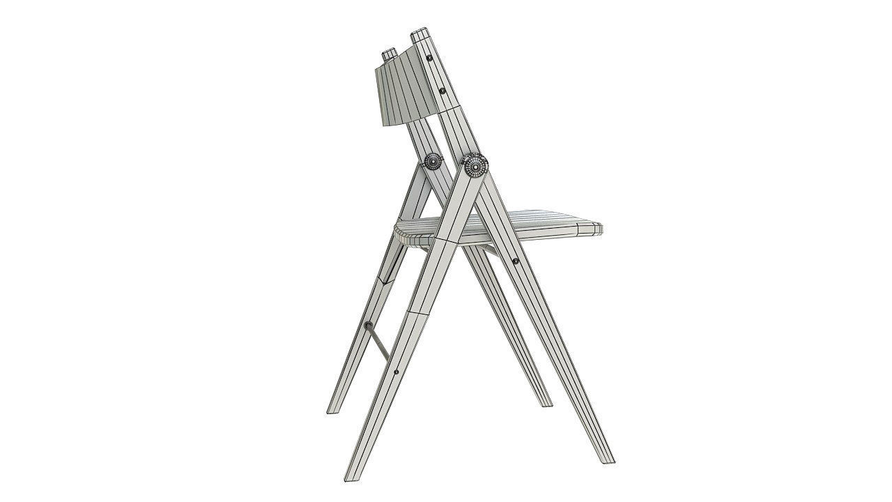 Wooden armless folding chair 3D model_12