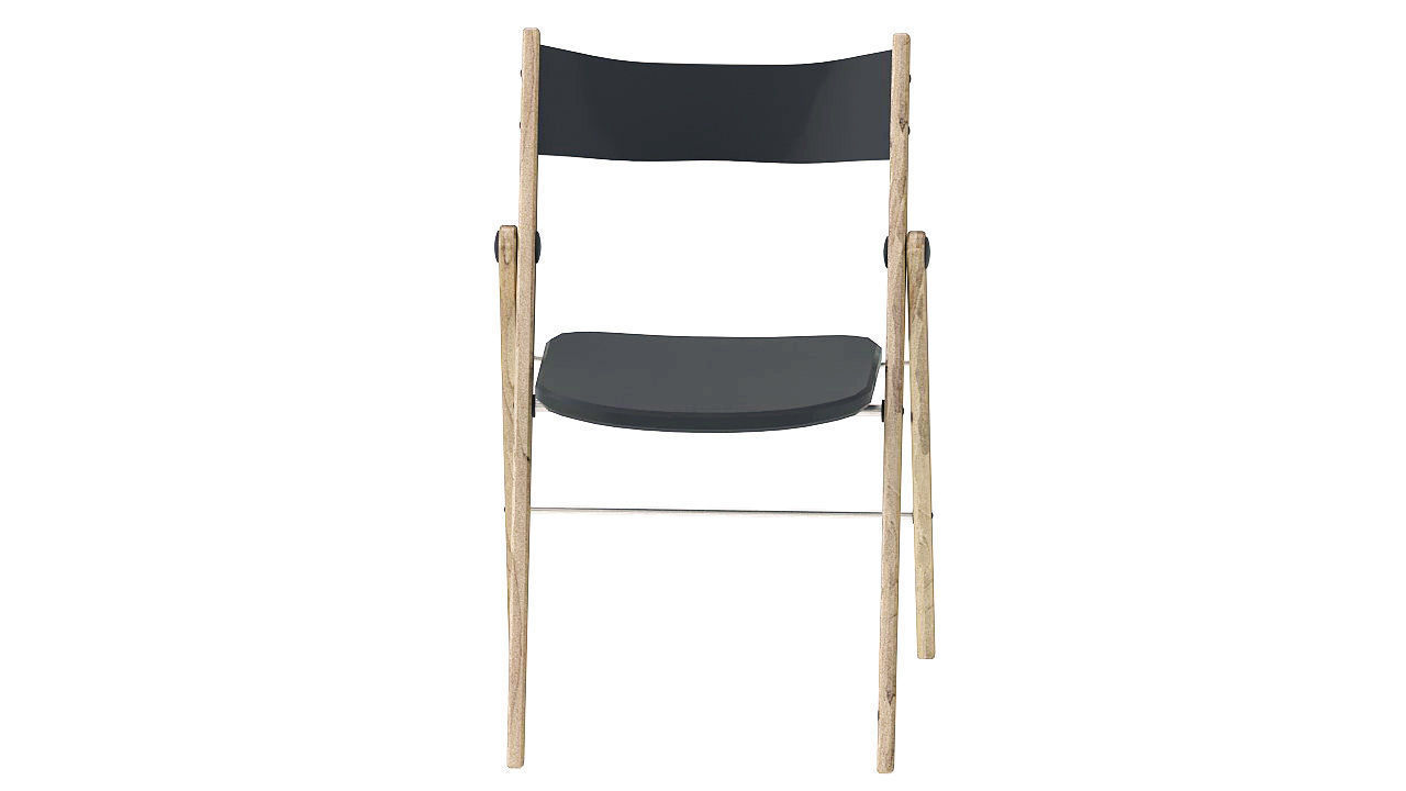 Wooden armless folding chair 3D model_2