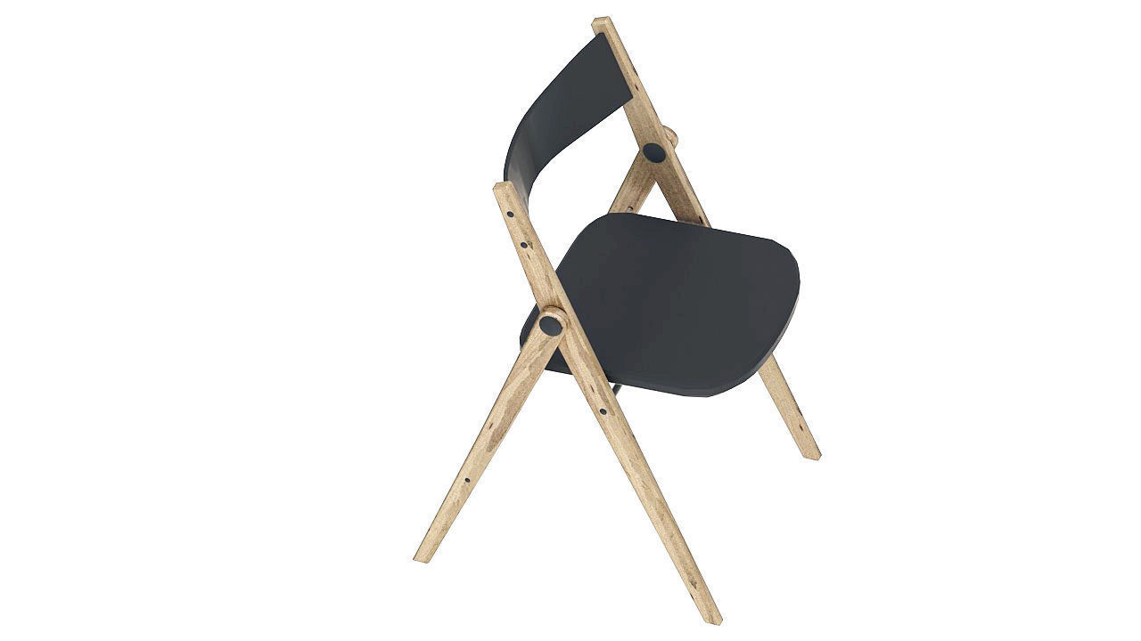 Wooden armless folding chair 3D model_4