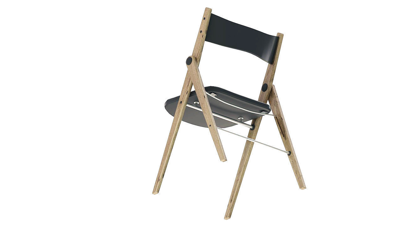 Wooden armless folding chair 3D model_6