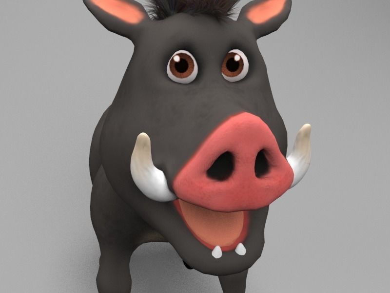 Wild cartoon hog Low-poly 3D model_5