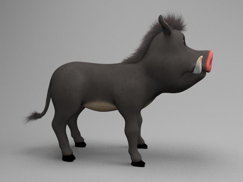 Wild cartoon hog Low-poly 3D model_1