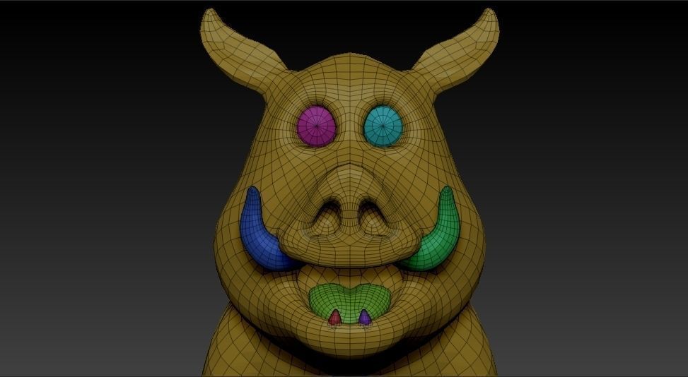 Wild cartoon hog Low-poly 3D model_6