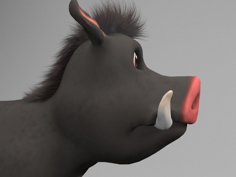 Wild cartoon hog Low-poly 3D model_3