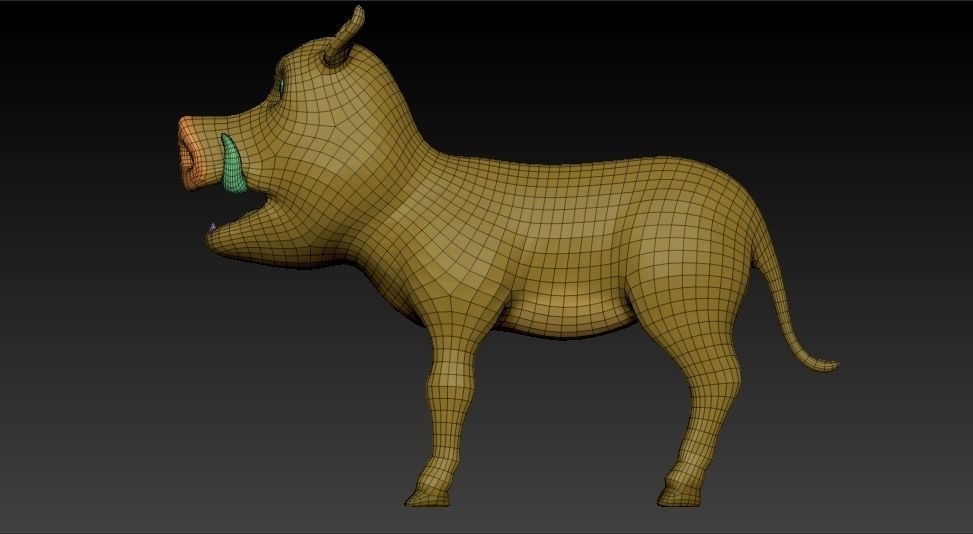 Wild cartoon hog Low-poly 3D model_7