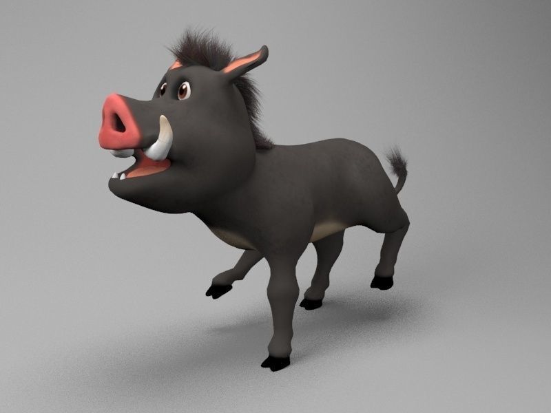 Wild cartoon hog Low-poly 3D model_4