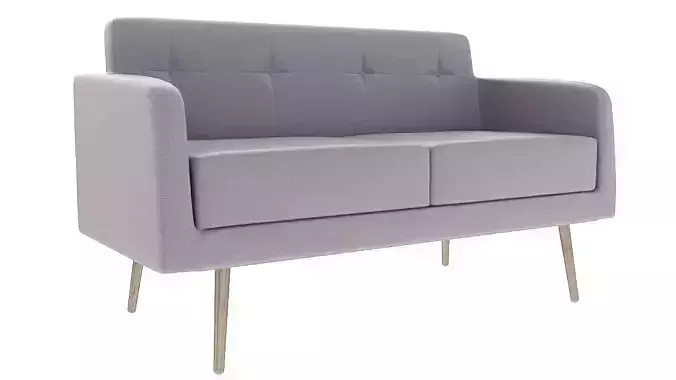 Two seater padded sofa 3D model