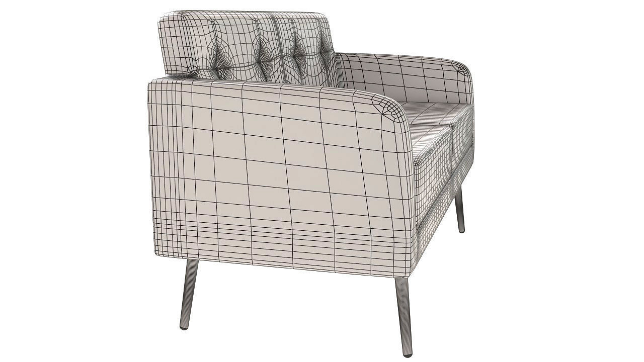 Two seater padded sofa 3D model_8