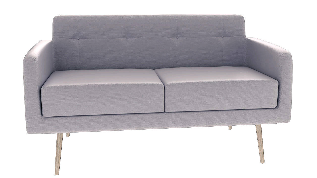 Two seater padded sofa 3D model_2