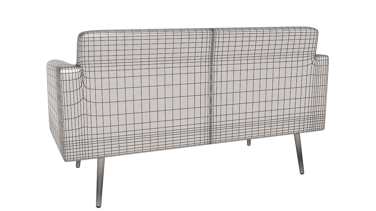 Two seater padded sofa 3D model_6