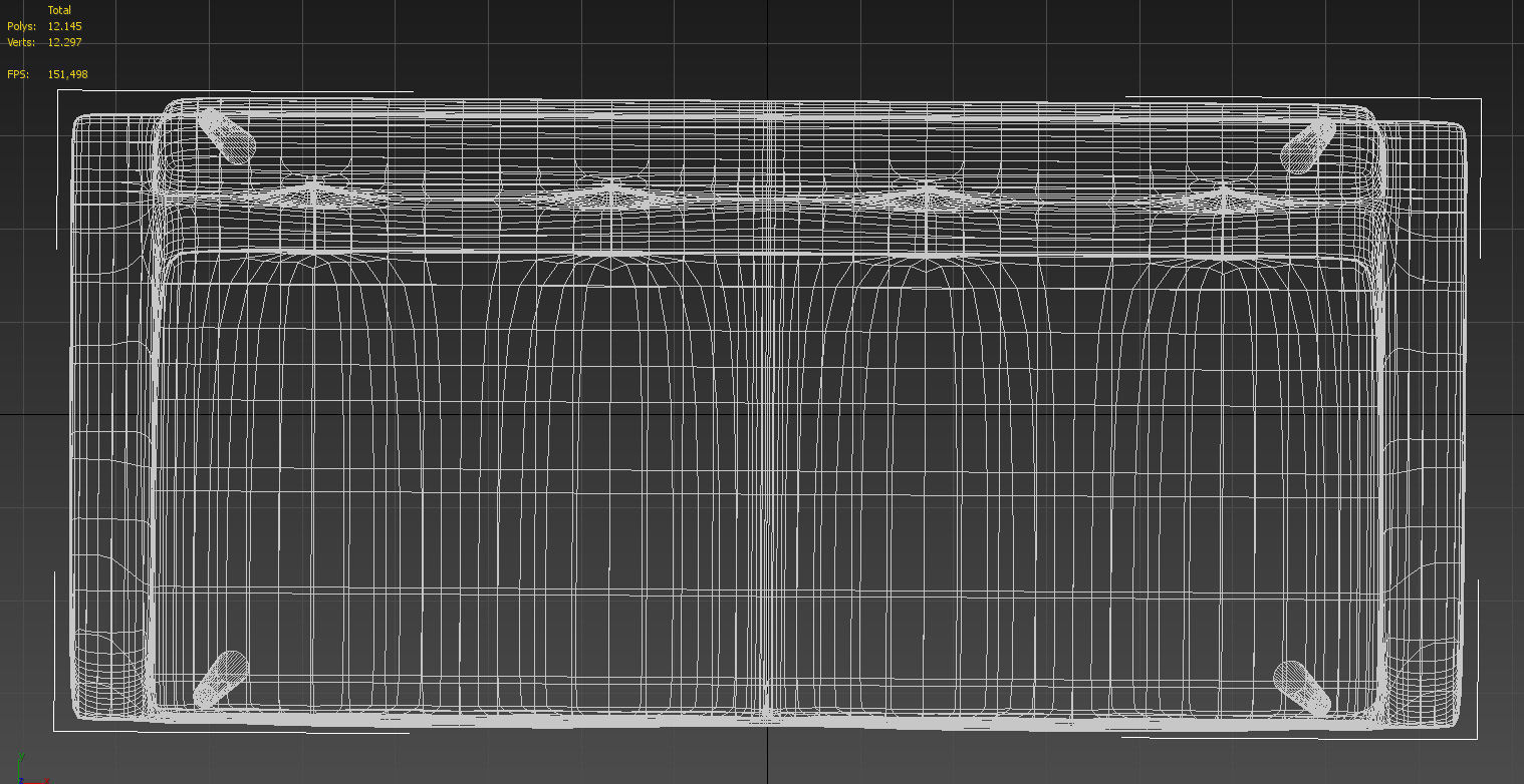 Two seater padded sofa 3D model_13