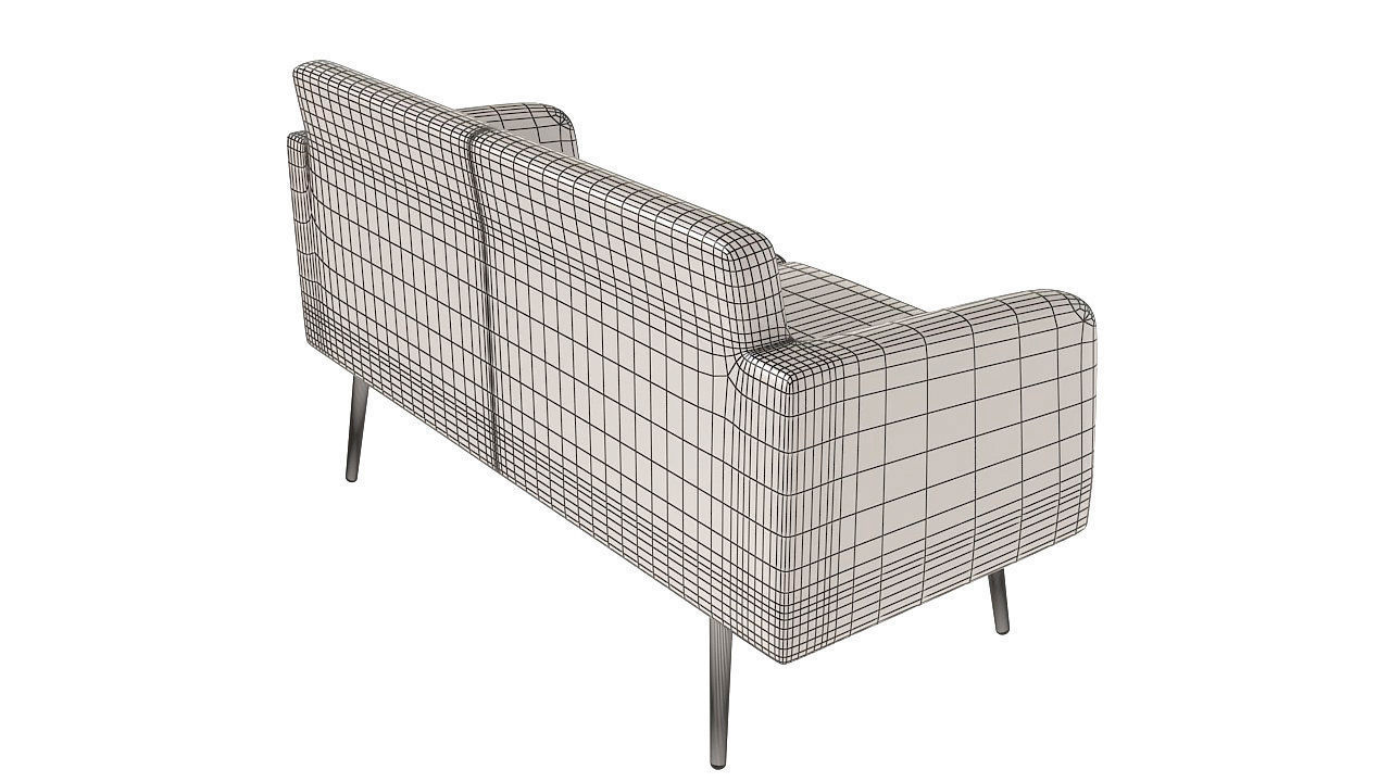 Two seater padded sofa 3D model_7