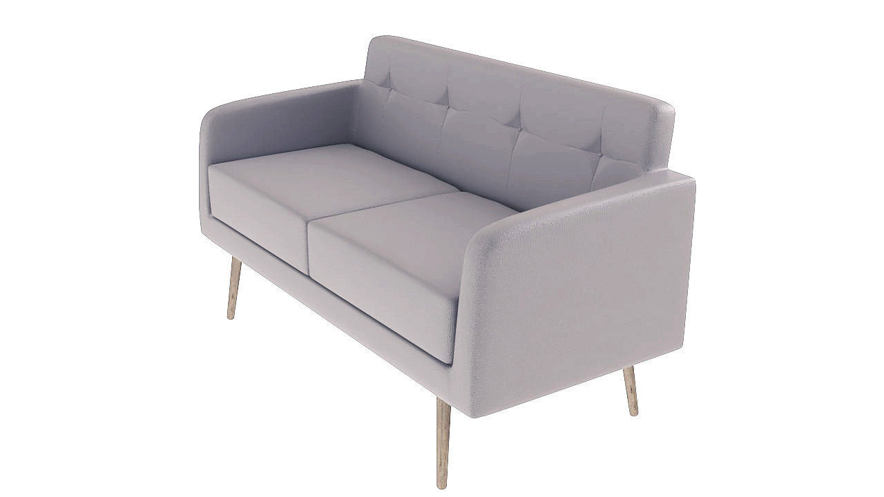Two seater padded sofa 3D model_3