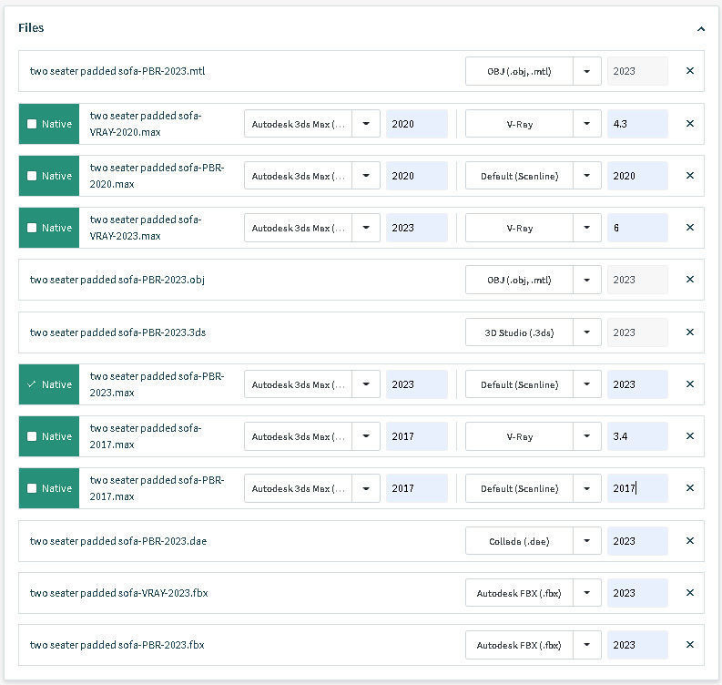 Two seater padded sofa 3D model_17