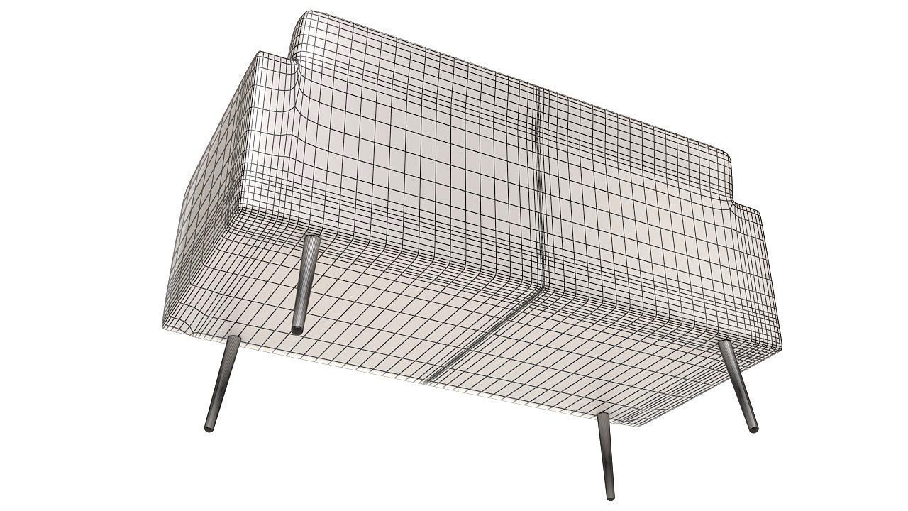 Two seater padded sofa 3D model_11