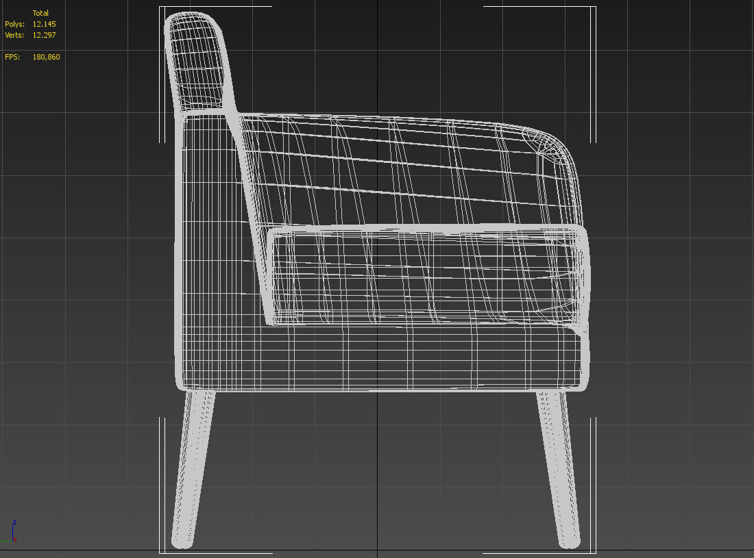 Two seater padded sofa 3D model_15