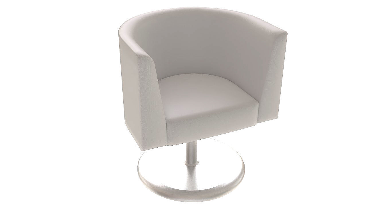 White fabric rotating armchair 3D model_2