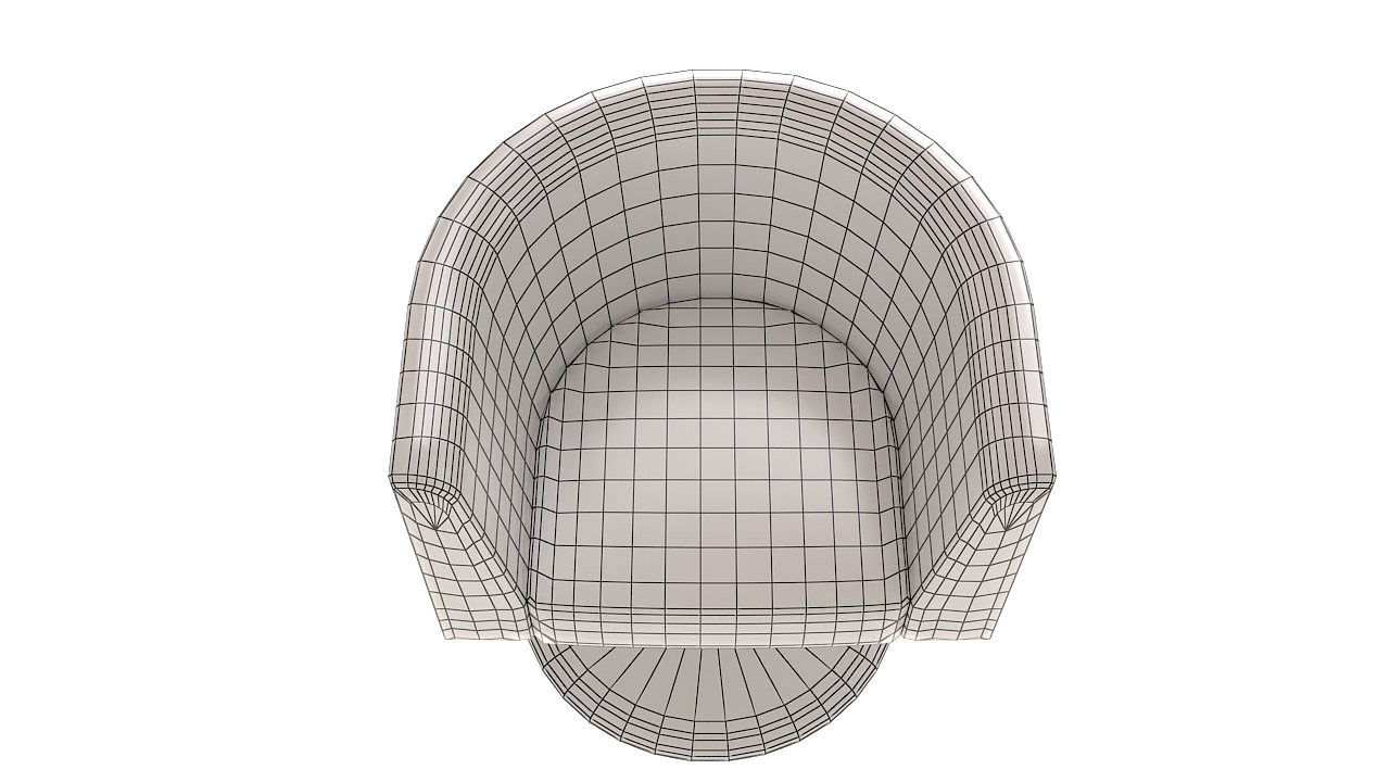 White fabric rotating armchair 3D model_8