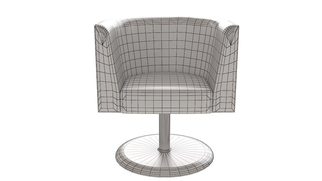 White fabric rotating armchair 3D model_7