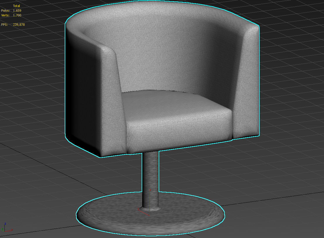 White fabric rotating armchair 3D model_18