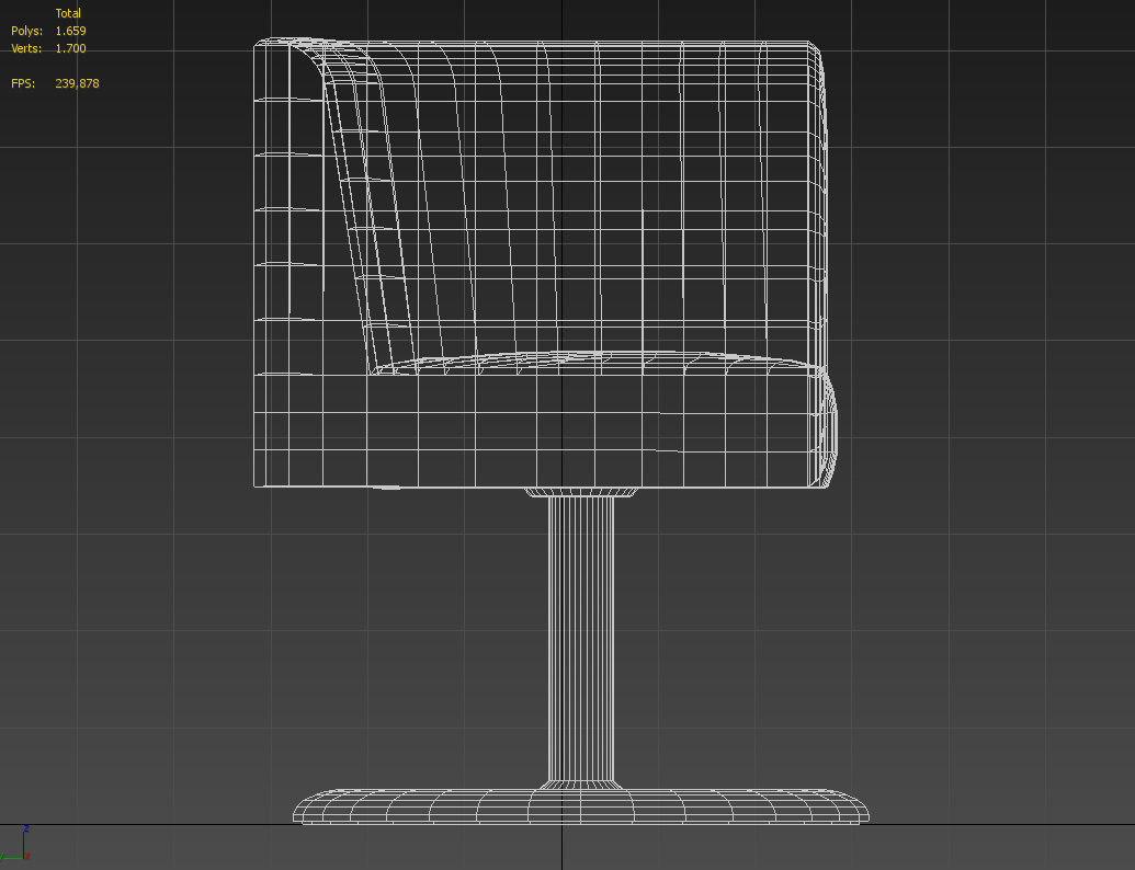 White fabric rotating armchair 3D model_17