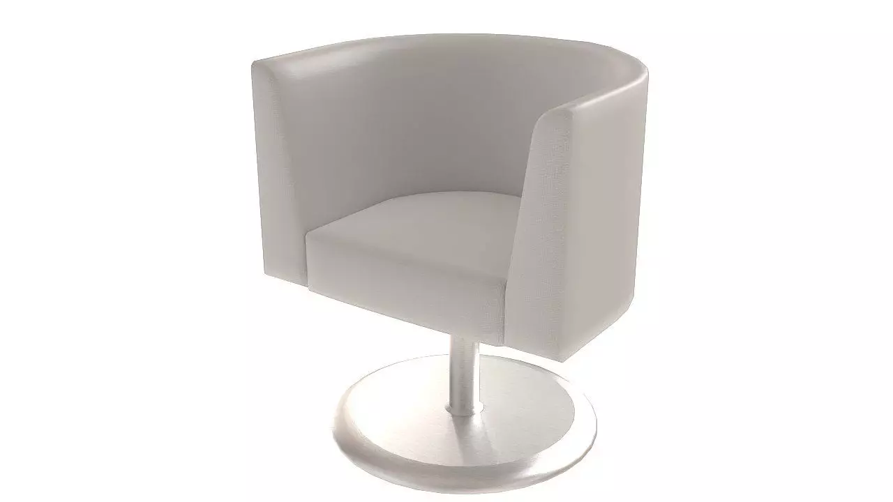 White fabric rotating armchair 3D model_0