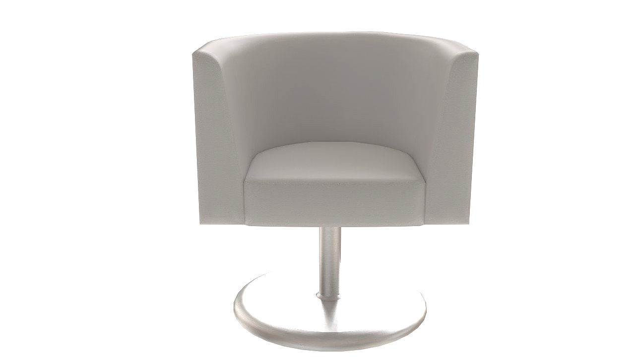 White fabric rotating armchair 3D model_6