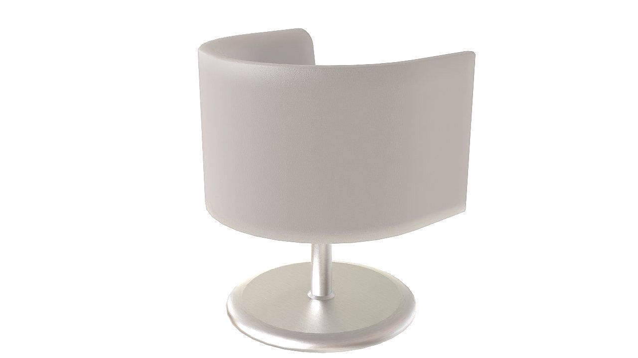 White fabric rotating armchair 3D model_4