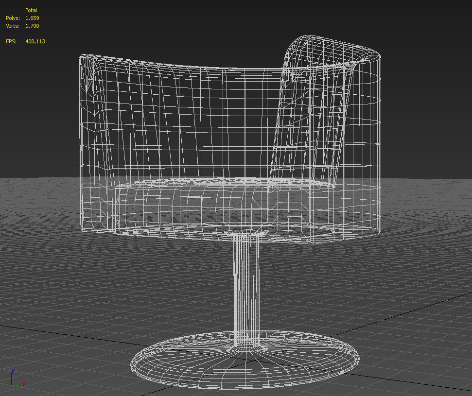 White fabric rotating armchair 3D model_14