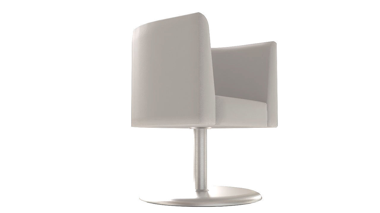 White fabric rotating armchair 3D model_3