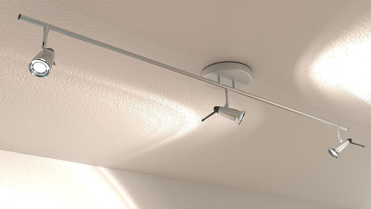 Ceiling lamp triple halogen 3D model_2