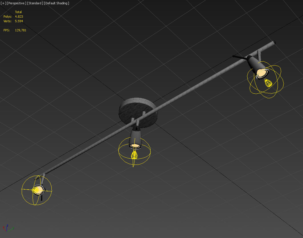 Ceiling lamp triple halogen 3D model_15