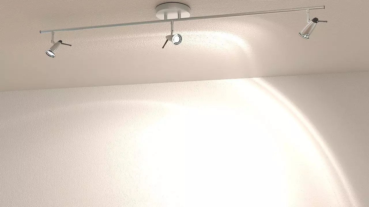 Ceiling lamp triple halogen 3D model_0