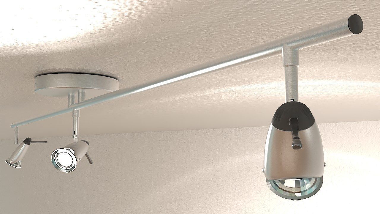 Ceiling lamp triple halogen 3D model_5