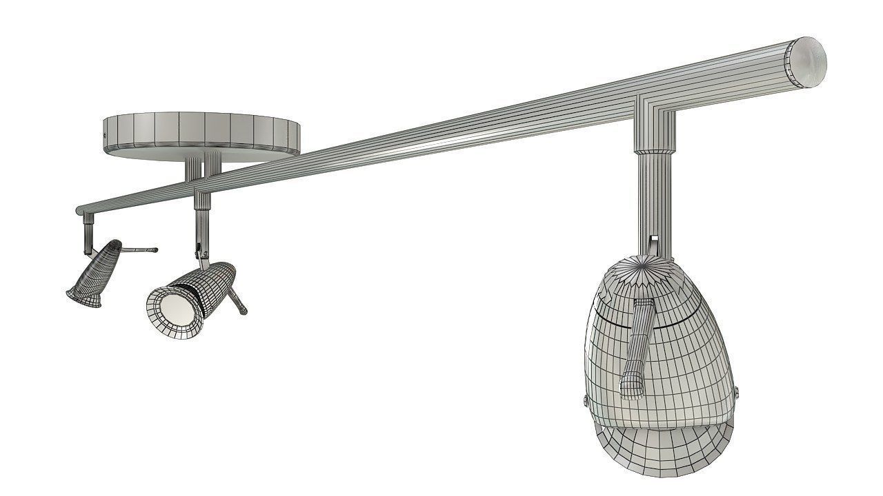 Ceiling lamp triple halogen 3D model_12