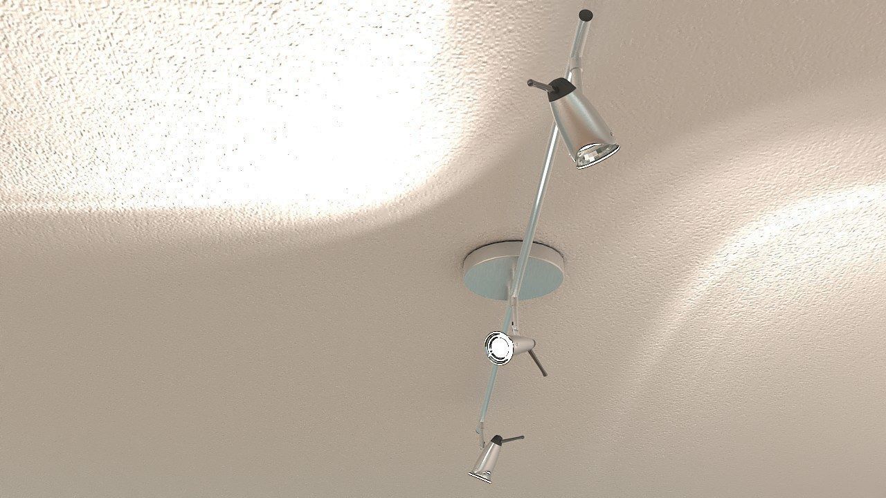 Ceiling lamp triple halogen 3D model_3