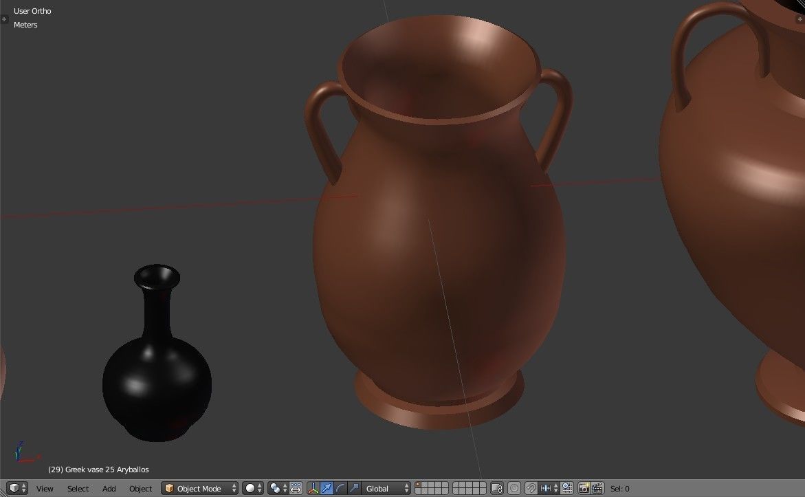 Greek vases collection - 3 Aryballos and 3 Amphoras 3D model_12