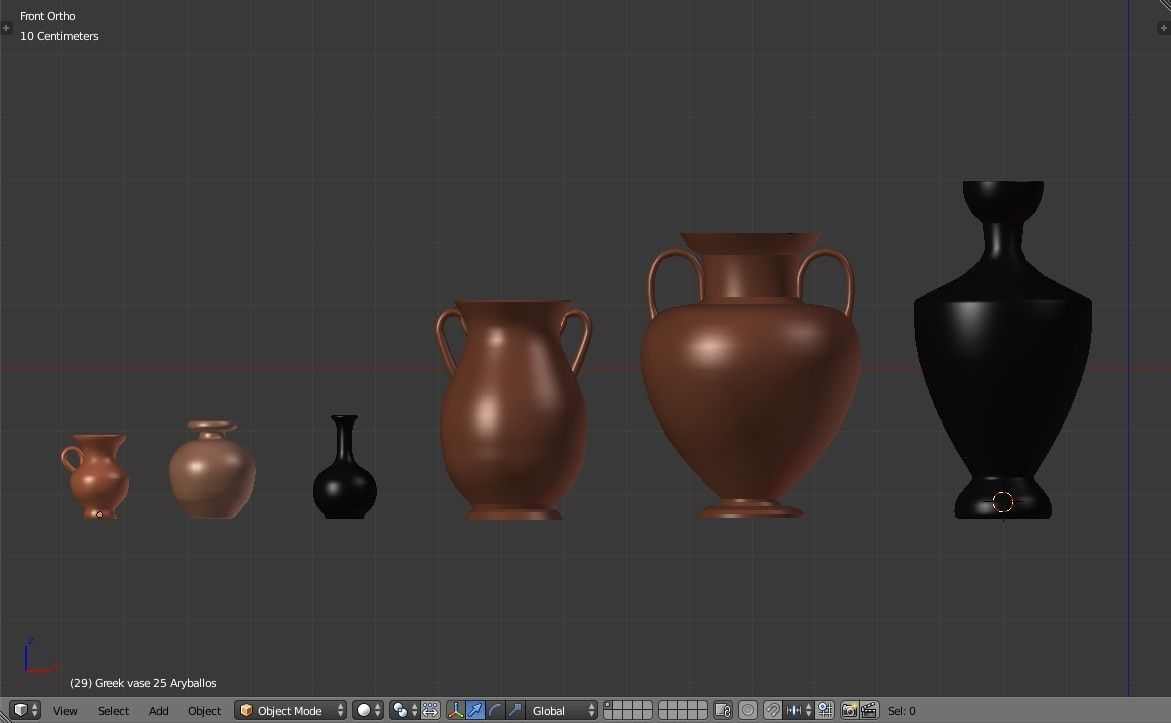 Greek vases collection - 3 Aryballos and 3 Amphoras 3D model_17