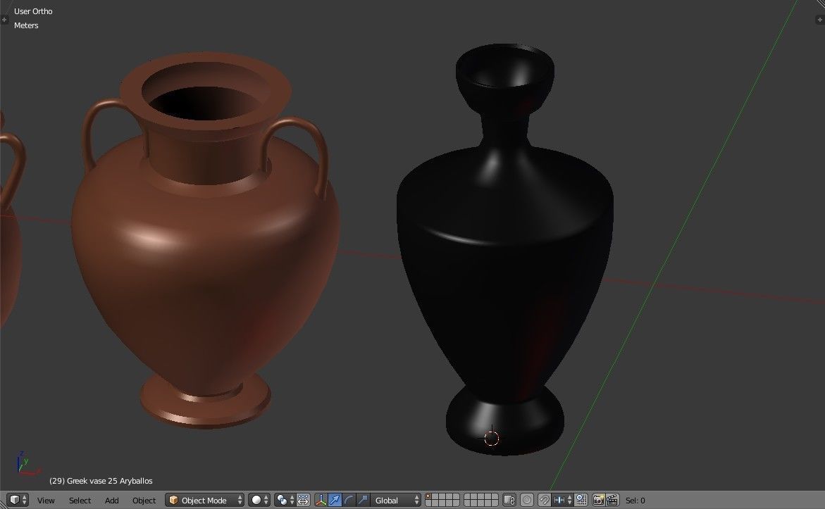 Greek vases collection - 3 Aryballos and 3 Amphoras 3D model_13