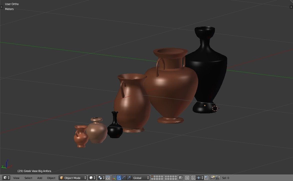 Greek vases collection - 3 Aryballos and 3 Amphoras 3D model_10