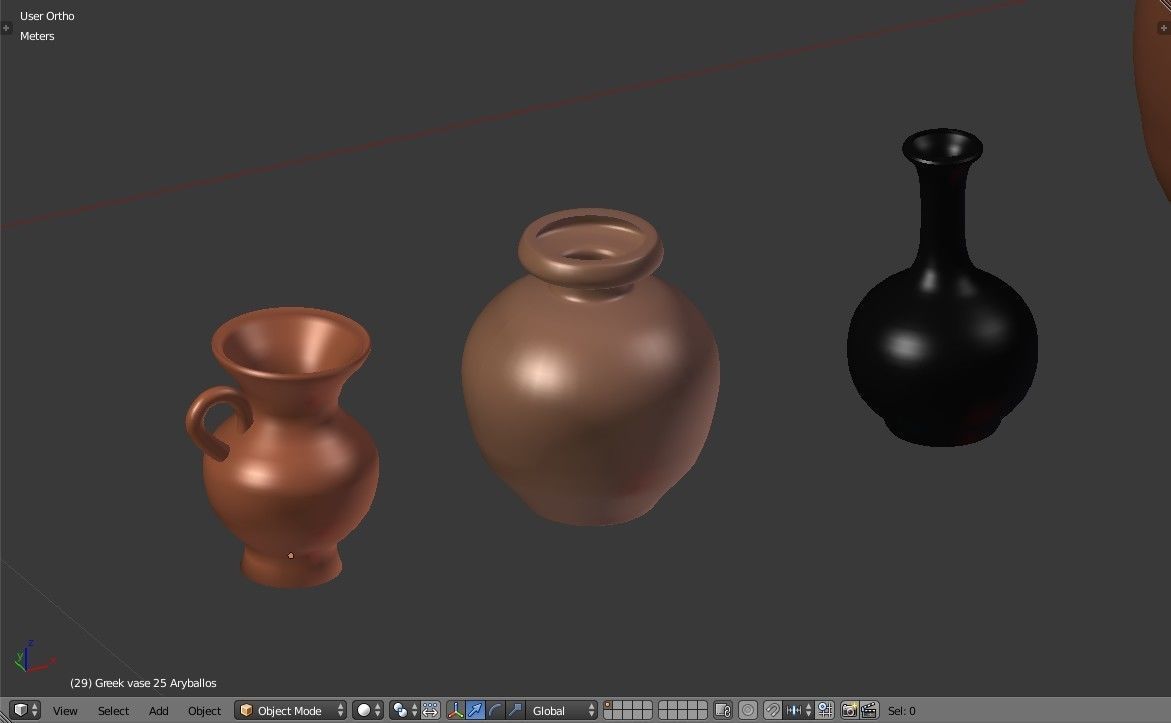 Greek vases collection - 3 Aryballos and 3 Amphoras 3D model_11