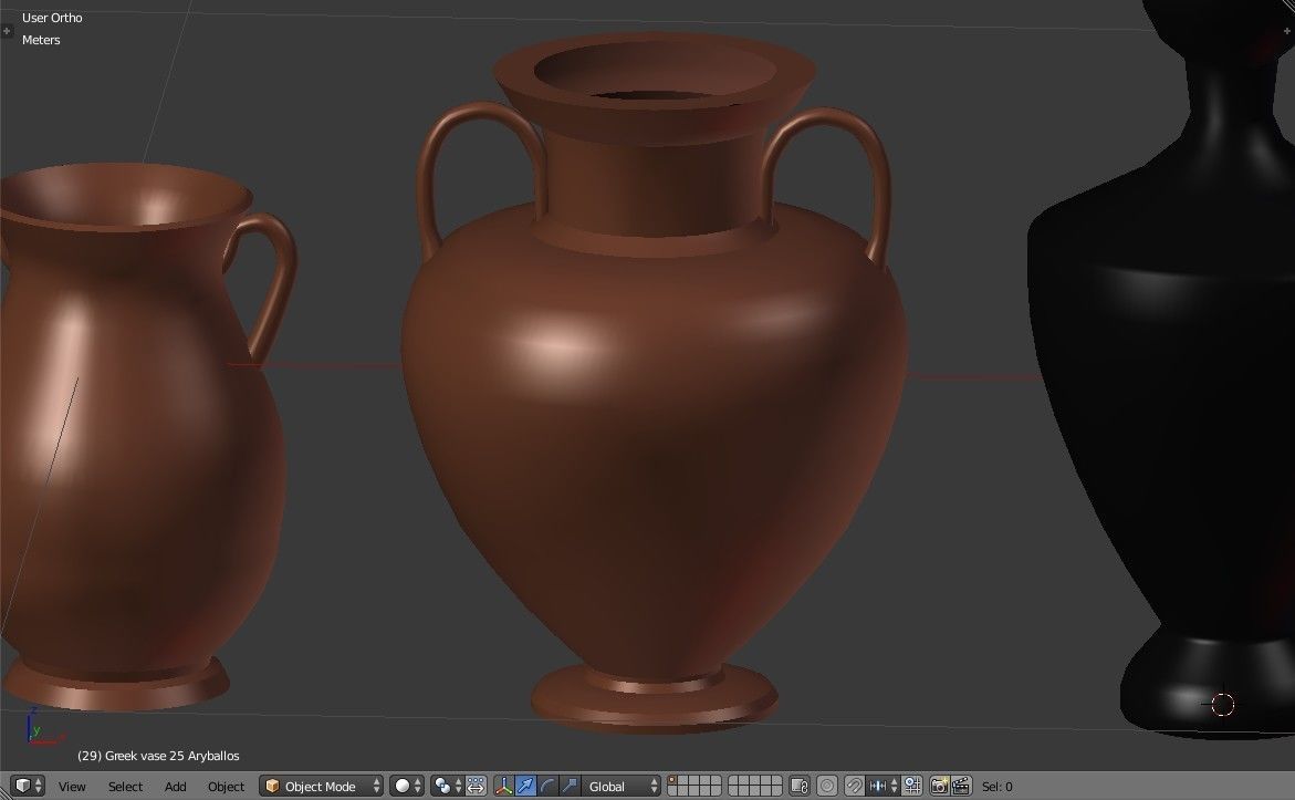 Greek vases collection - 3 Aryballos and 3 Amphoras 3D model_15