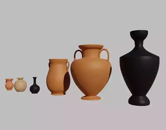 Greek vases collection - 3 Aryballos and 3 Amphoras