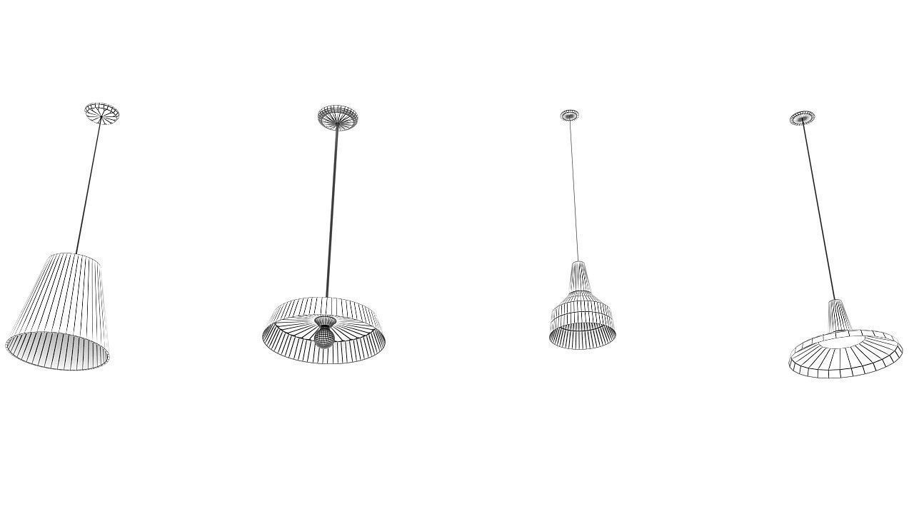 Hanging lights Lamp set 3D model_14